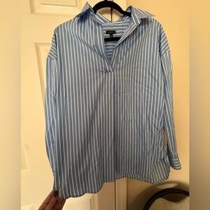 Talbots Light Blue and White Striped Casual Shirt